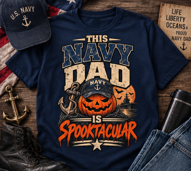 This Navy Dad Is Spooktacular Halloween T-Shirt