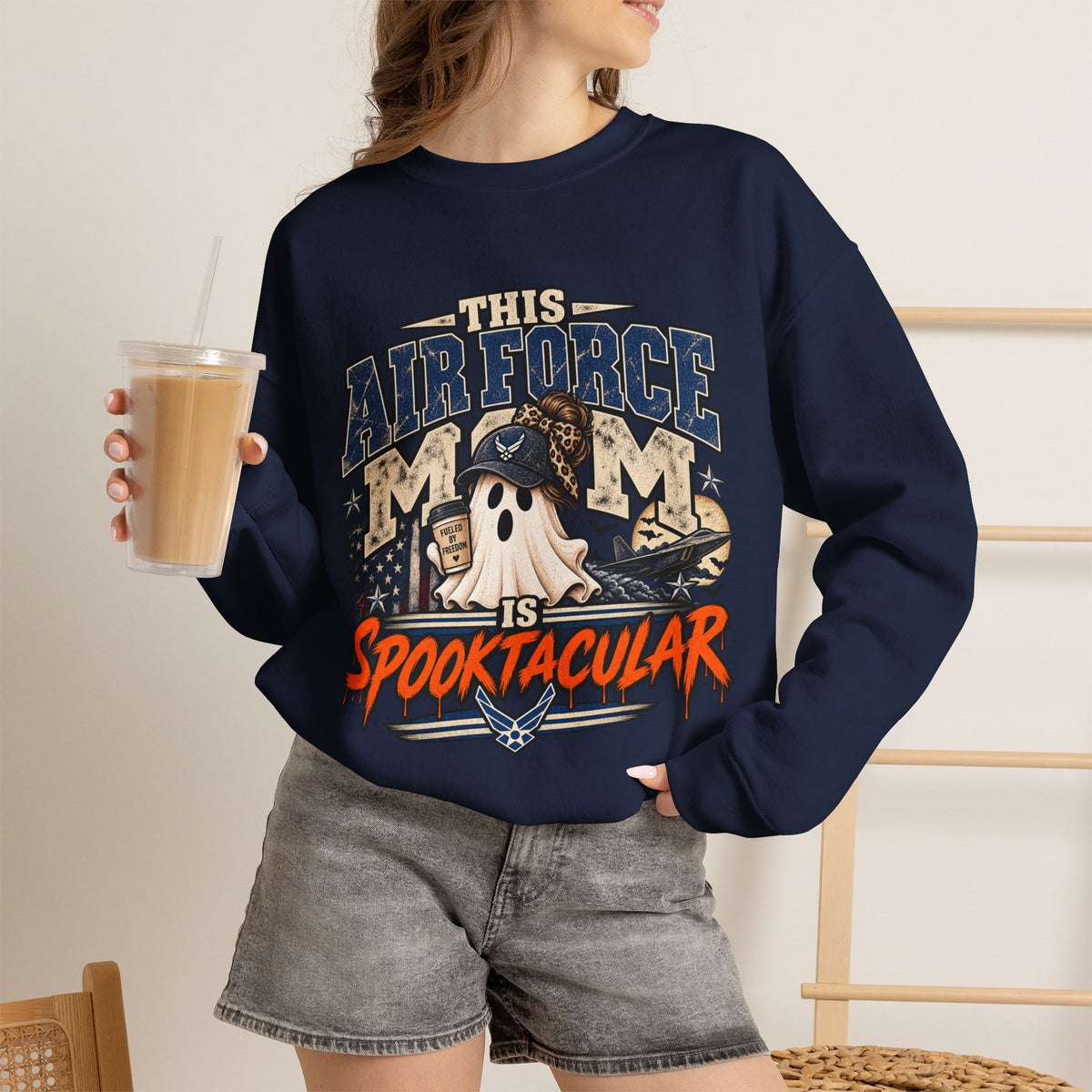 This Air Force Mom Is Spooktacular Halloween Crewneck Sweatshirt