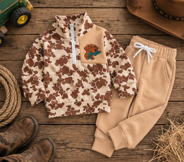Little Outdoorsman Camo Quarter-Zip Jogger Set
