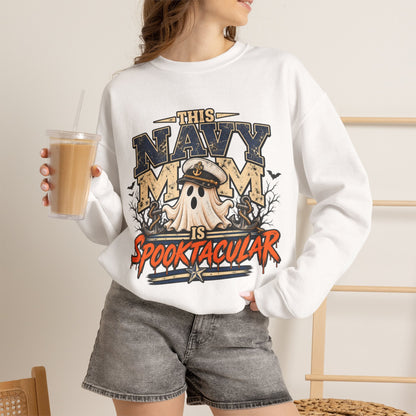 This Navy Mom Is Spooktacular Halloween Crewneck Sweatshirt