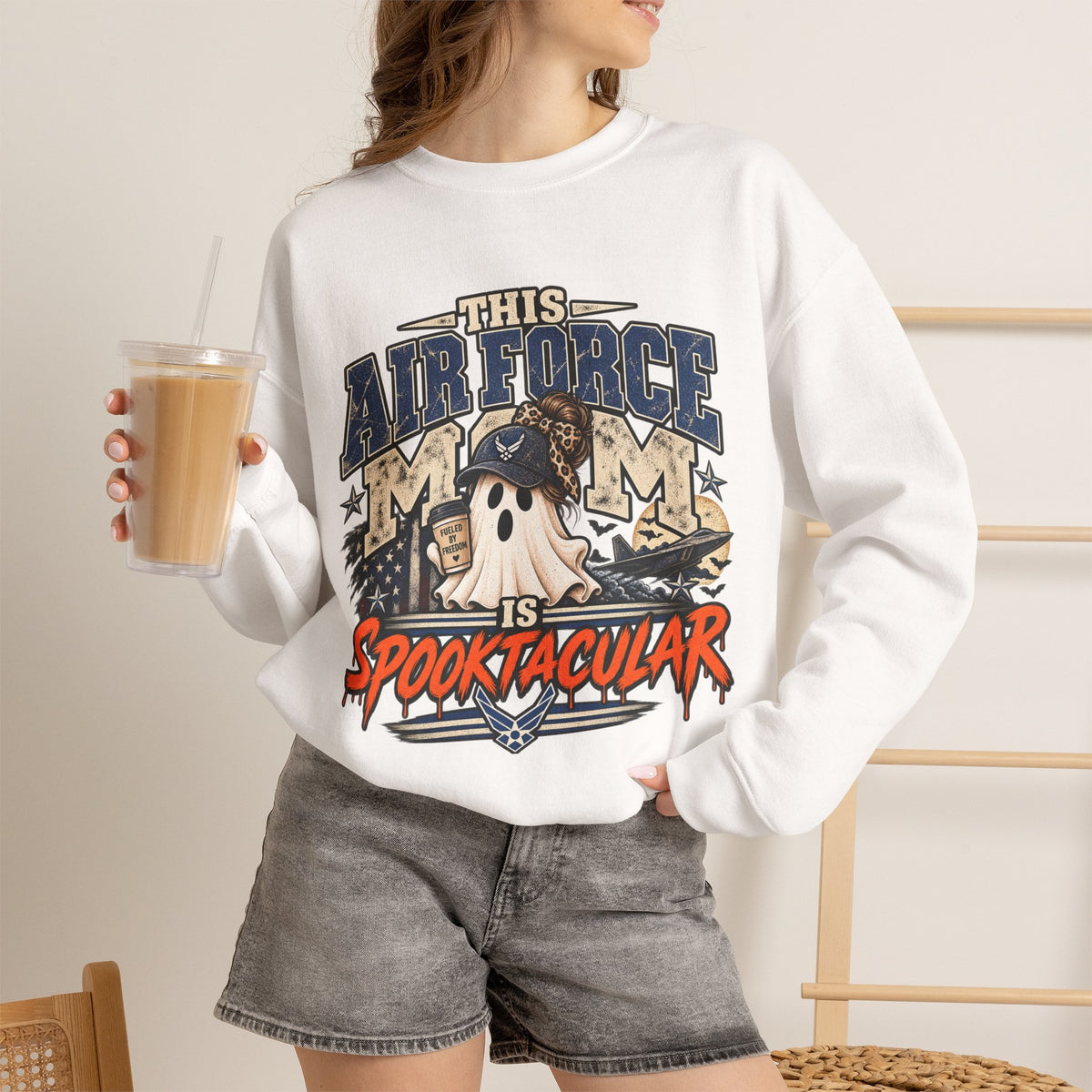 This Air Force Mom Is Spooktacular Halloween Crewneck Sweatshirt