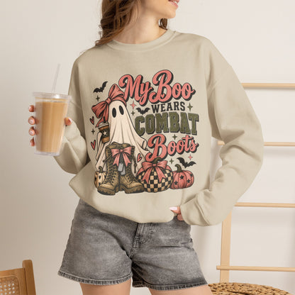 My Boo Wears Combat Boots Halloween Crewneck Sweatshirt