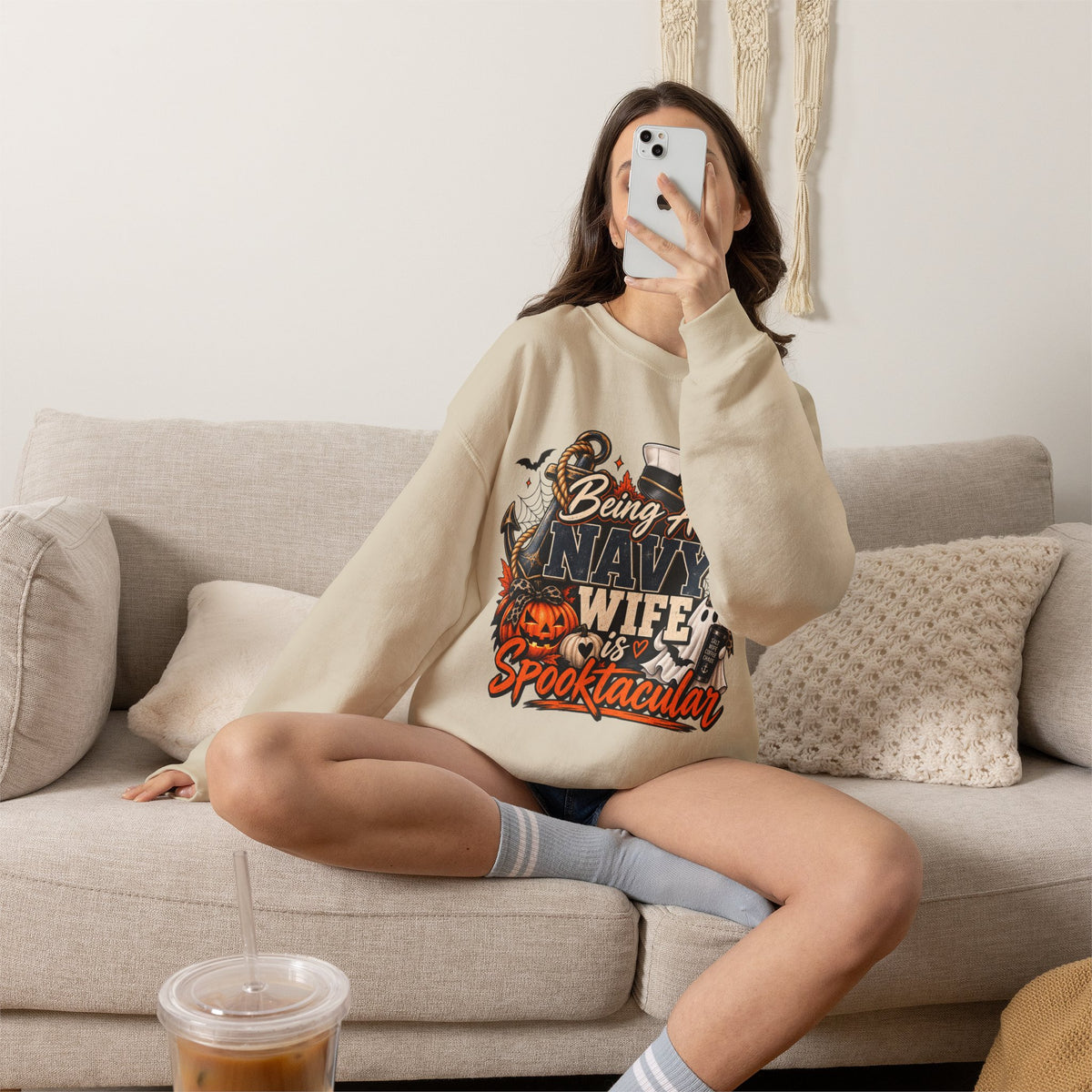 Being a Navy Wife is Spooktacular Halloween Crewneck