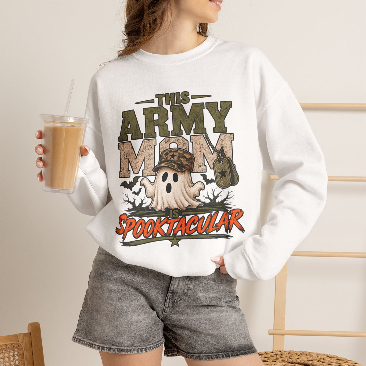 This Army Mom Is Spooktacular Crewneck Sweatshirt