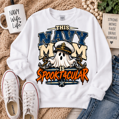 This Navy Mom Is Spooktacular Halloween Crewneck Sweatshirt