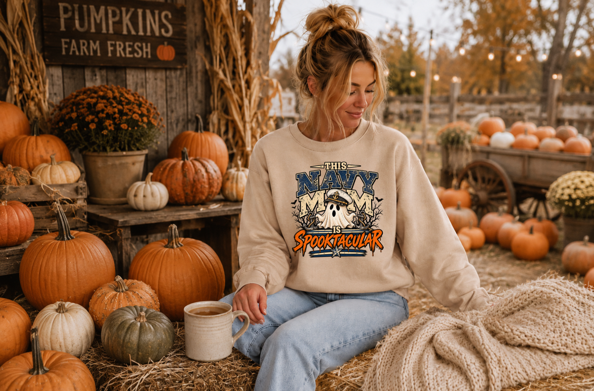 This Navy Mom Is Spooktacular Halloween Crewneck Sweatshirt