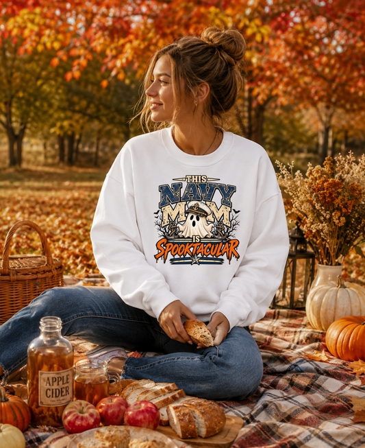 This Navy Mom Is Spooktacular Halloween Crewneck Sweatshirt