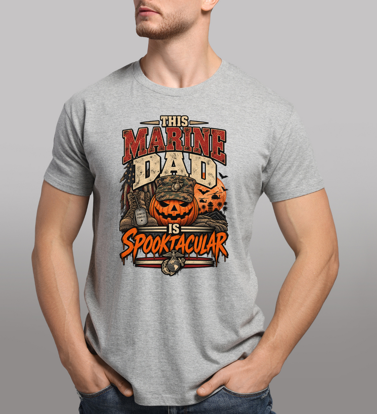 This Marine Dad Is Spooktacular Halloween T-Shirt