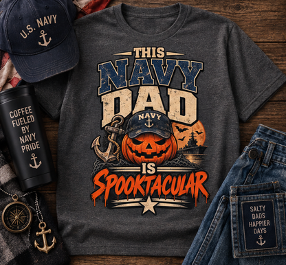 This Navy Dad Is Spooktacular Halloween T-Shirt