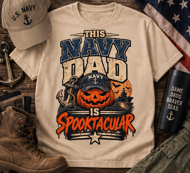This Navy Dad Is Spooktacular Halloween T-Shirt