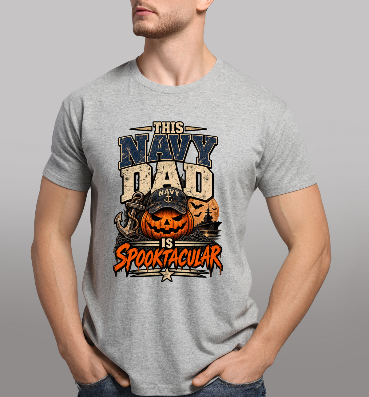 This Navy Dad Is Spooktacular Halloween T-Shirt