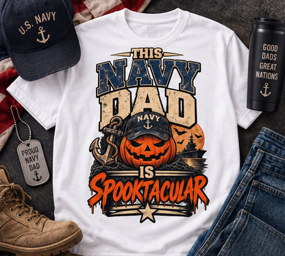 This Navy Dad Is Spooktacular Halloween T-Shirt