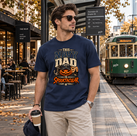 This Navy Dad Is Spooktacular Halloween T-Shirt