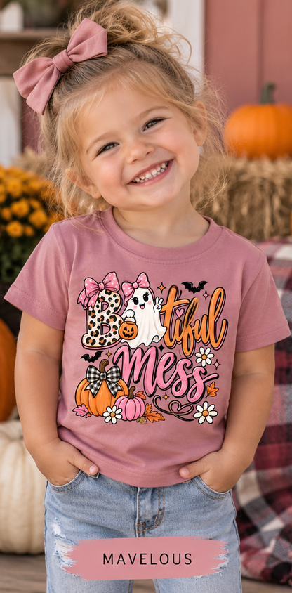 Bootiful Mess Girls’ Halloween Tee
