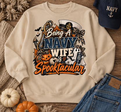 Being a Navy Wife is Spooktacular Halloween Crewneck