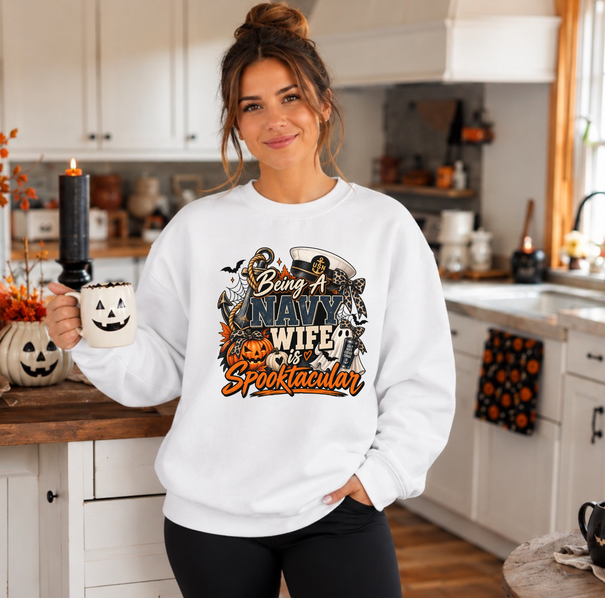 Being a Navy Wife is Spooktacular Halloween Crewneck