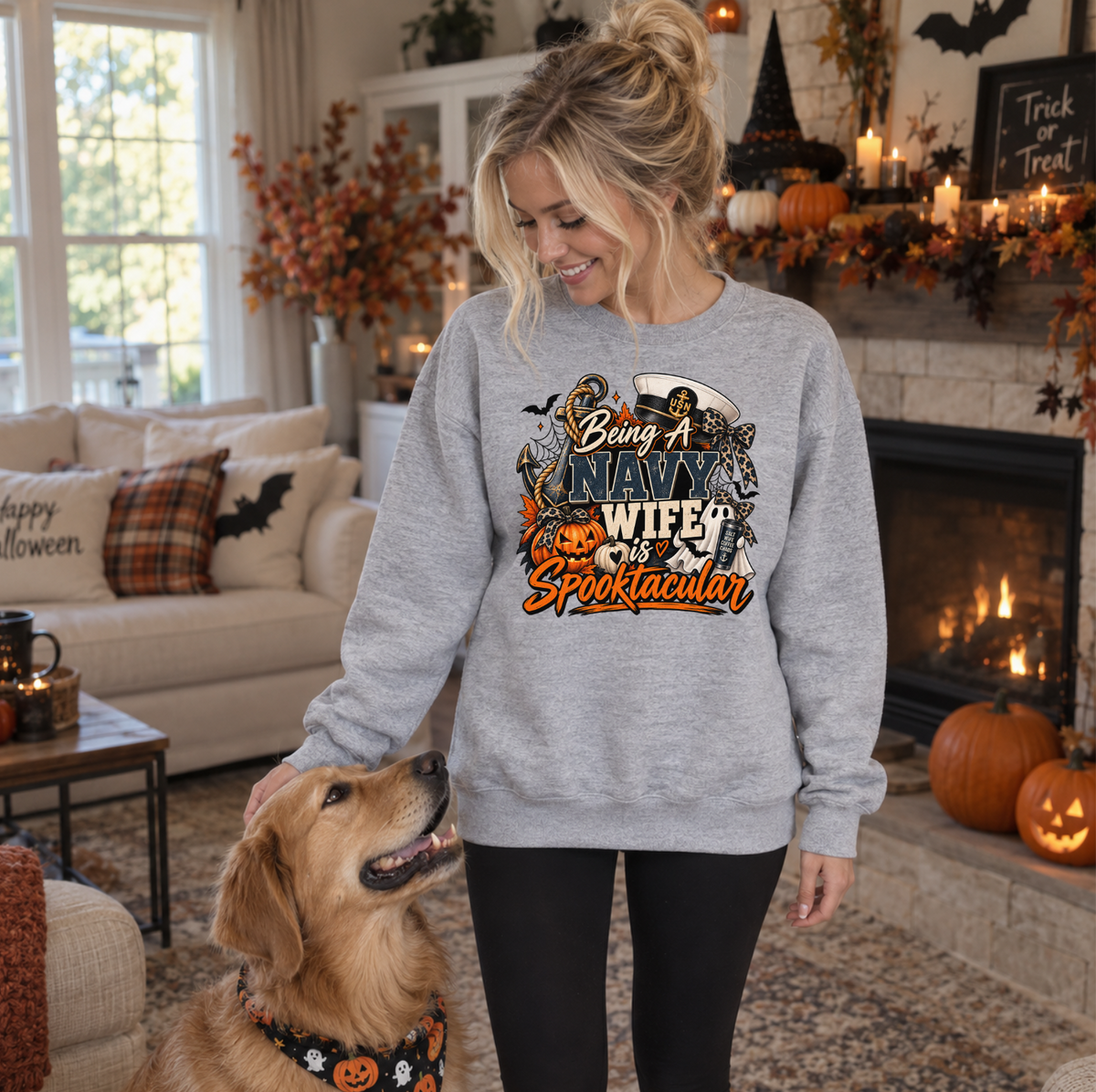 Being a Navy Wife is Spooktacular Halloween Crewneck