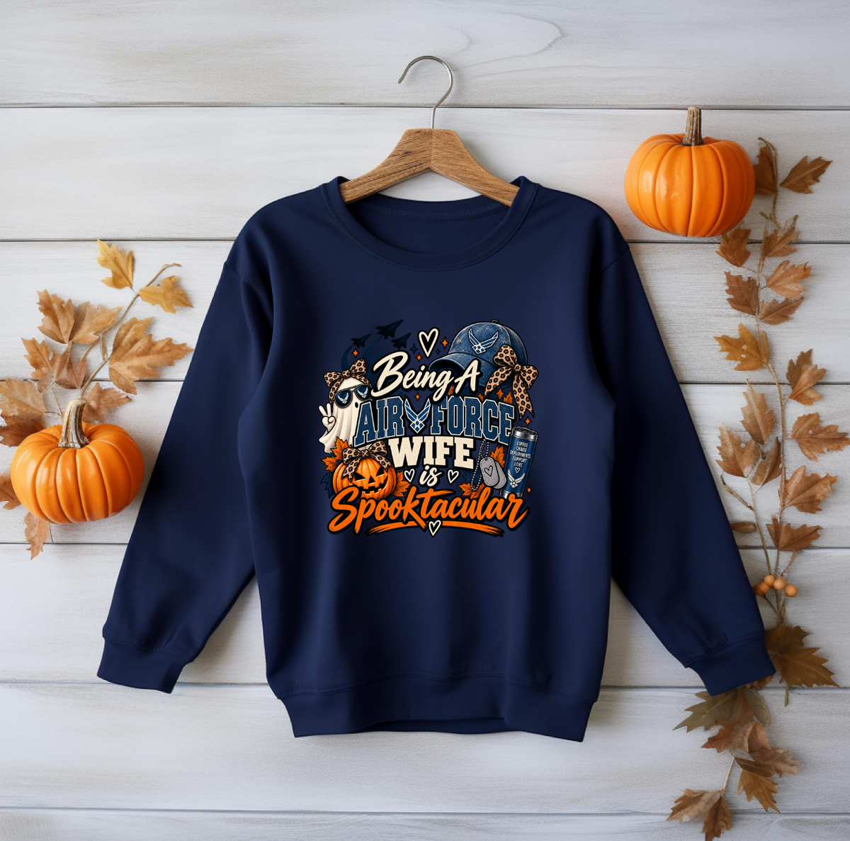 Being an Air Force Wife Is Spooktacular Crewneck Sweatshirt