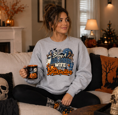 Being an Air Force Wife Is Spooktacular Crewneck Sweatshirt