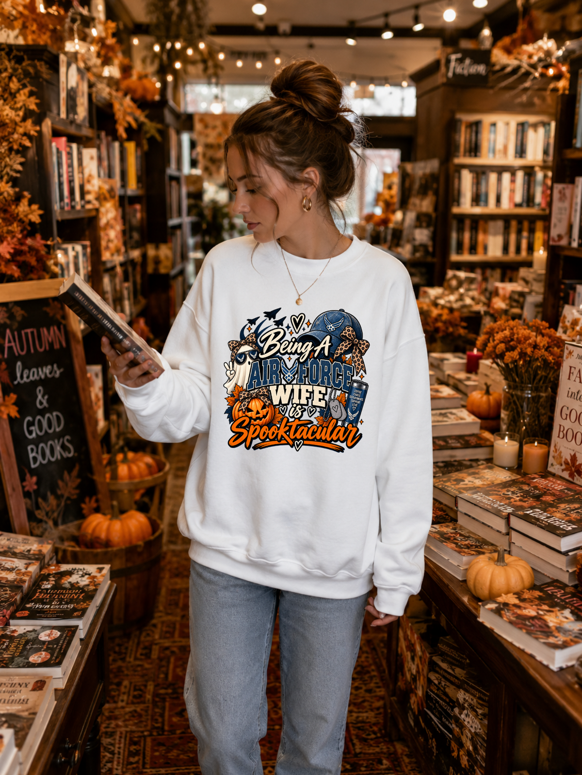 Being an Air Force Wife Is Spooktacular Crewneck Sweatshirt