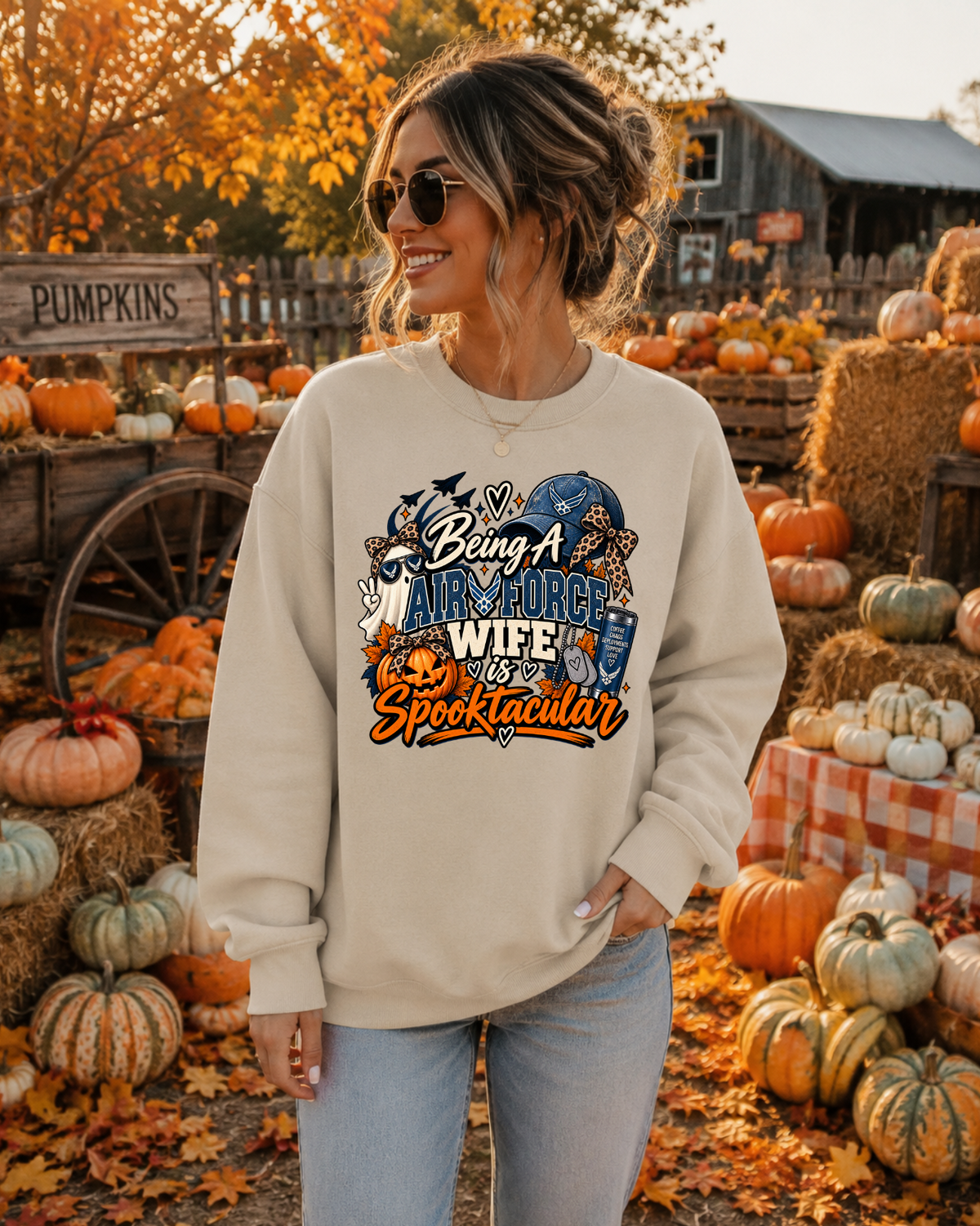Being an Air Force Wife Is Spooktacular Crewneck Sweatshirt