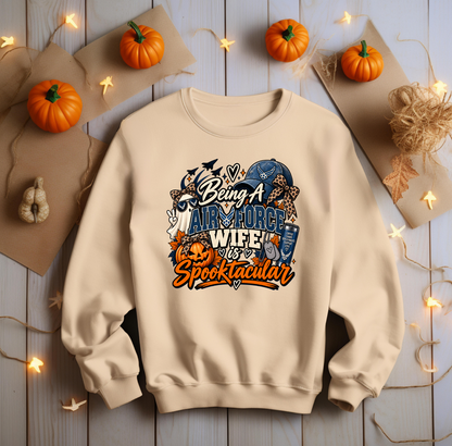 Being an Air Force Wife Is Spooktacular Crewneck Sweatshirt