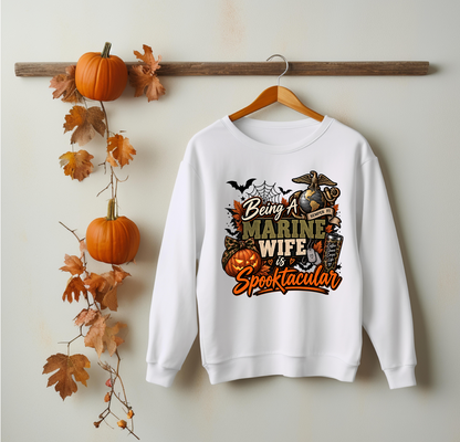 Being a Marine Wife Is Spooktacular Crewneck Sweatshirt