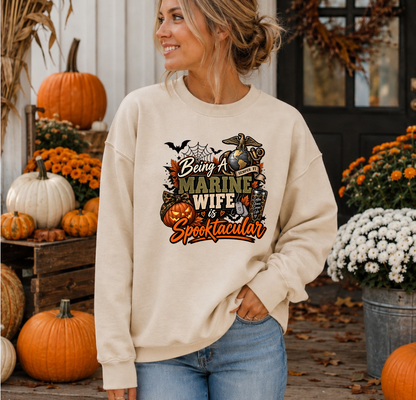 Being a Marine Wife Is Spooktacular Crewneck Sweatshirt