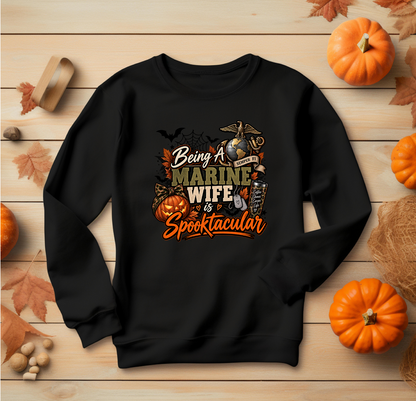 Being a Marine Wife Is Spooktacular Crewneck Sweatshirt