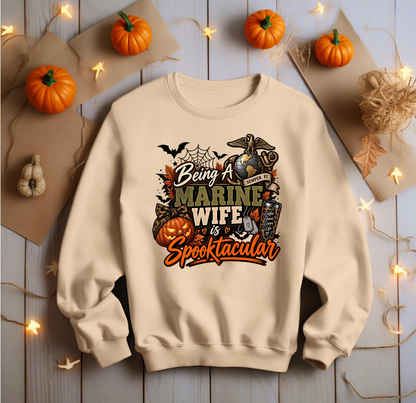 Being a Marine Wife Is Spooktacular Crewneck Sweatshirt
