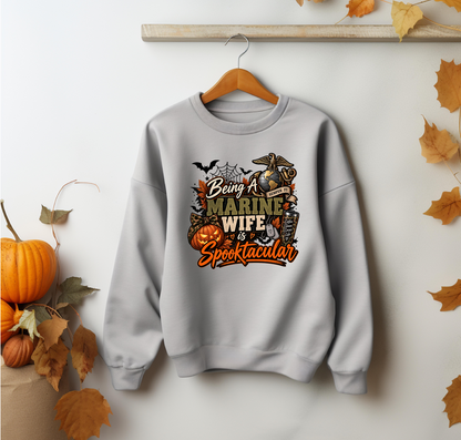 Being a Marine Wife Is Spooktacular Crewneck Sweatshirt