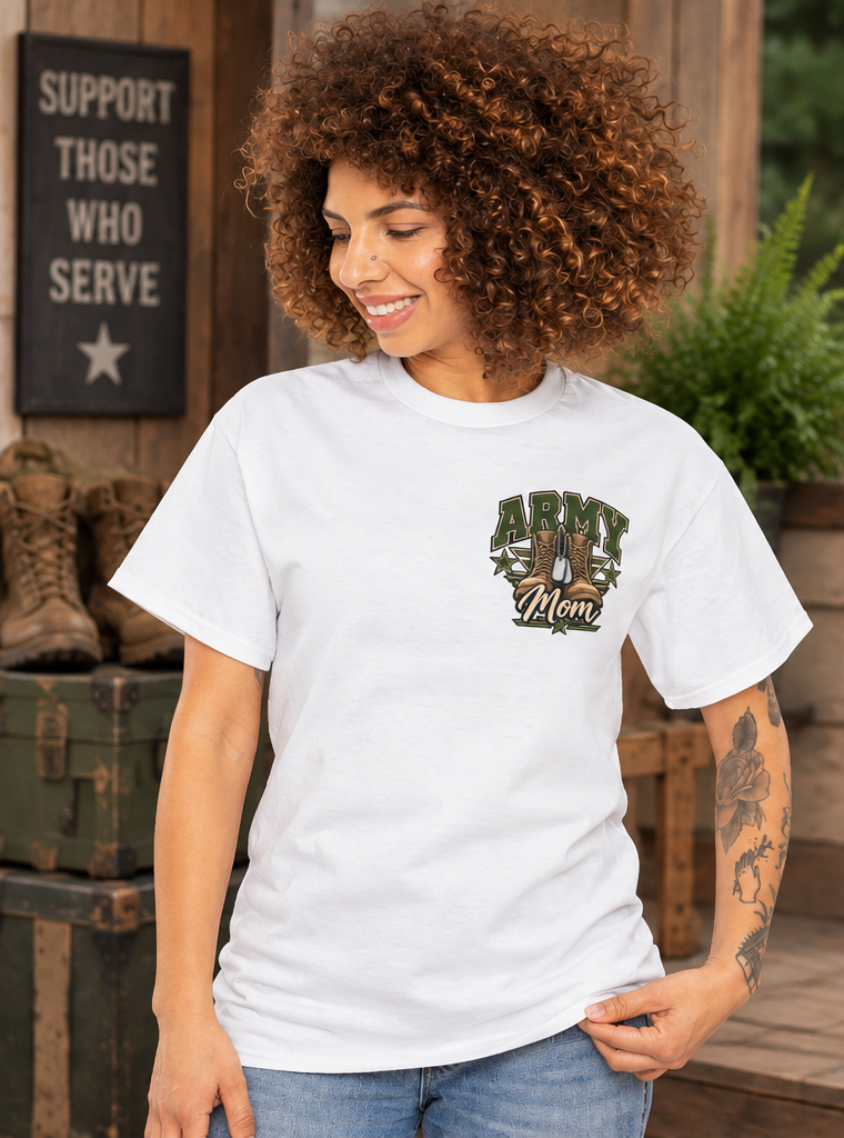 My Daughter Chose Boots & Bravery Army Mom T-Shirt