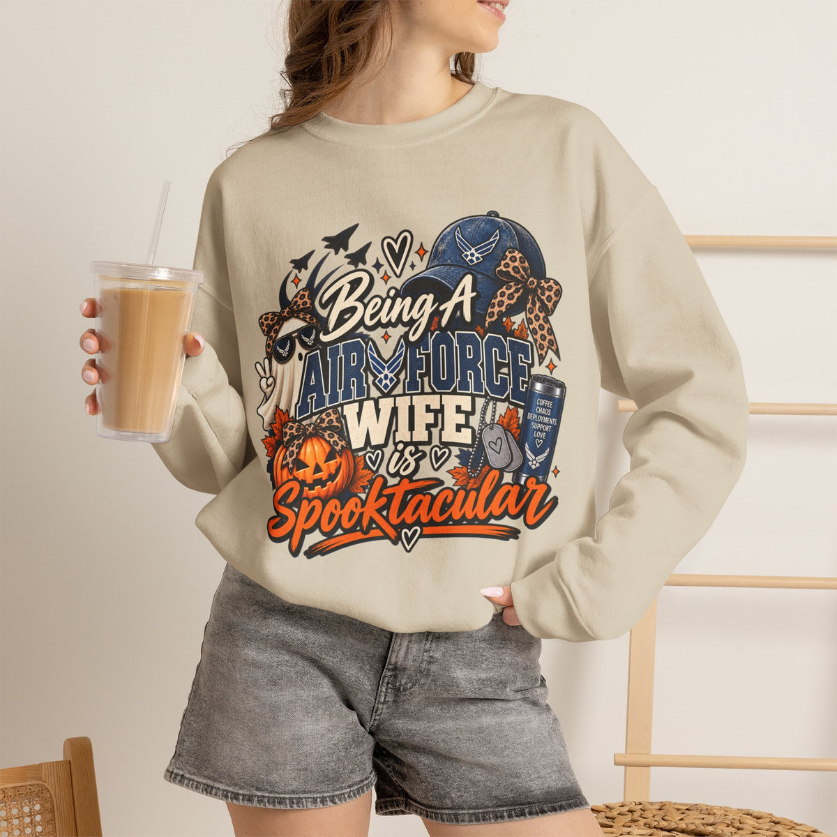 Being an Air Force Wife Is Spooktacular Crewneck Sweatshirt
