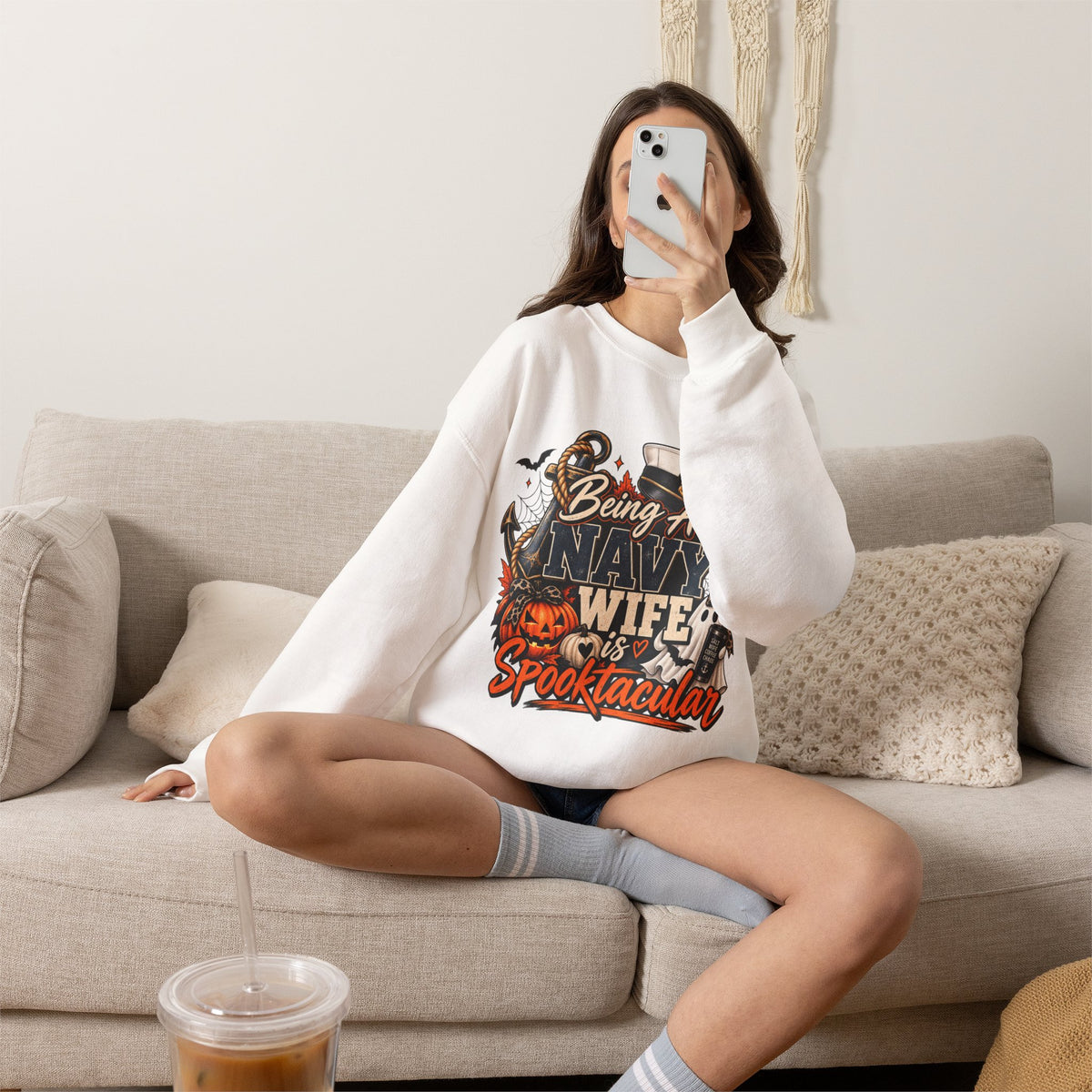 Being a Navy Wife is Spooktacular Halloween Crewneck