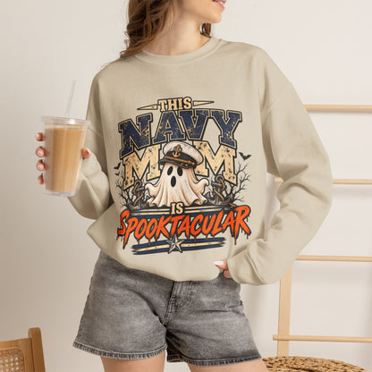 This Navy Mom Is Spooktacular Halloween Crewneck Sweatshirt