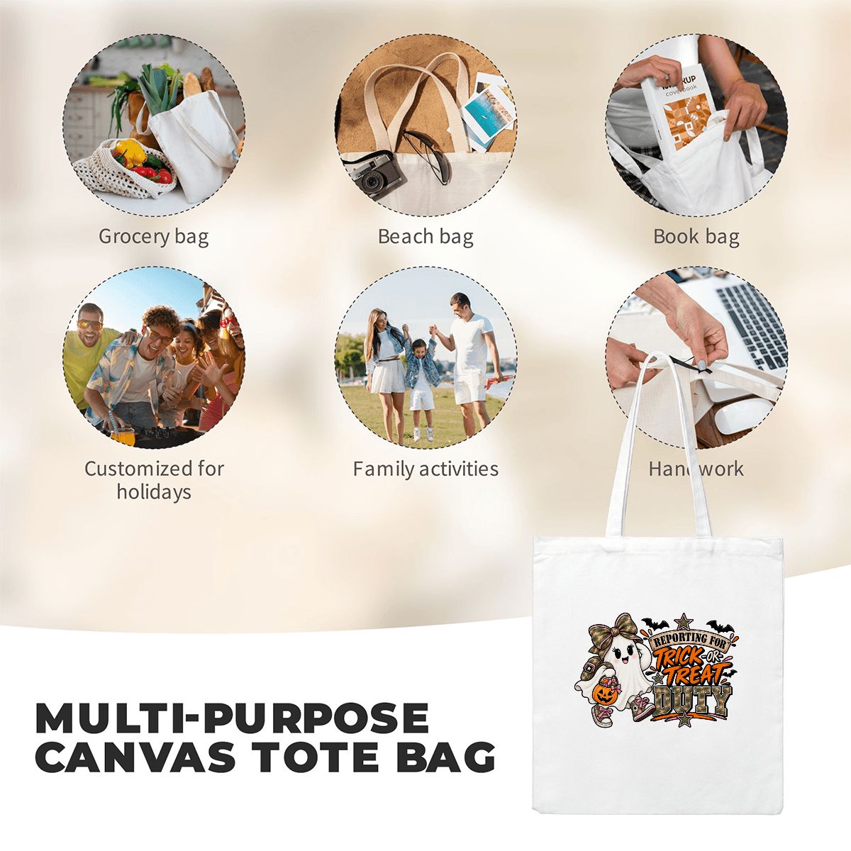 Reporting for Trick-or-Treat Duty Little Ladies' Canvas Tote Bag