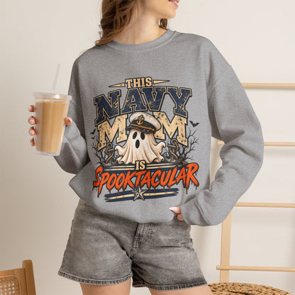 This Navy Mom Is Spooktacular Halloween Crewneck Sweatshirt
