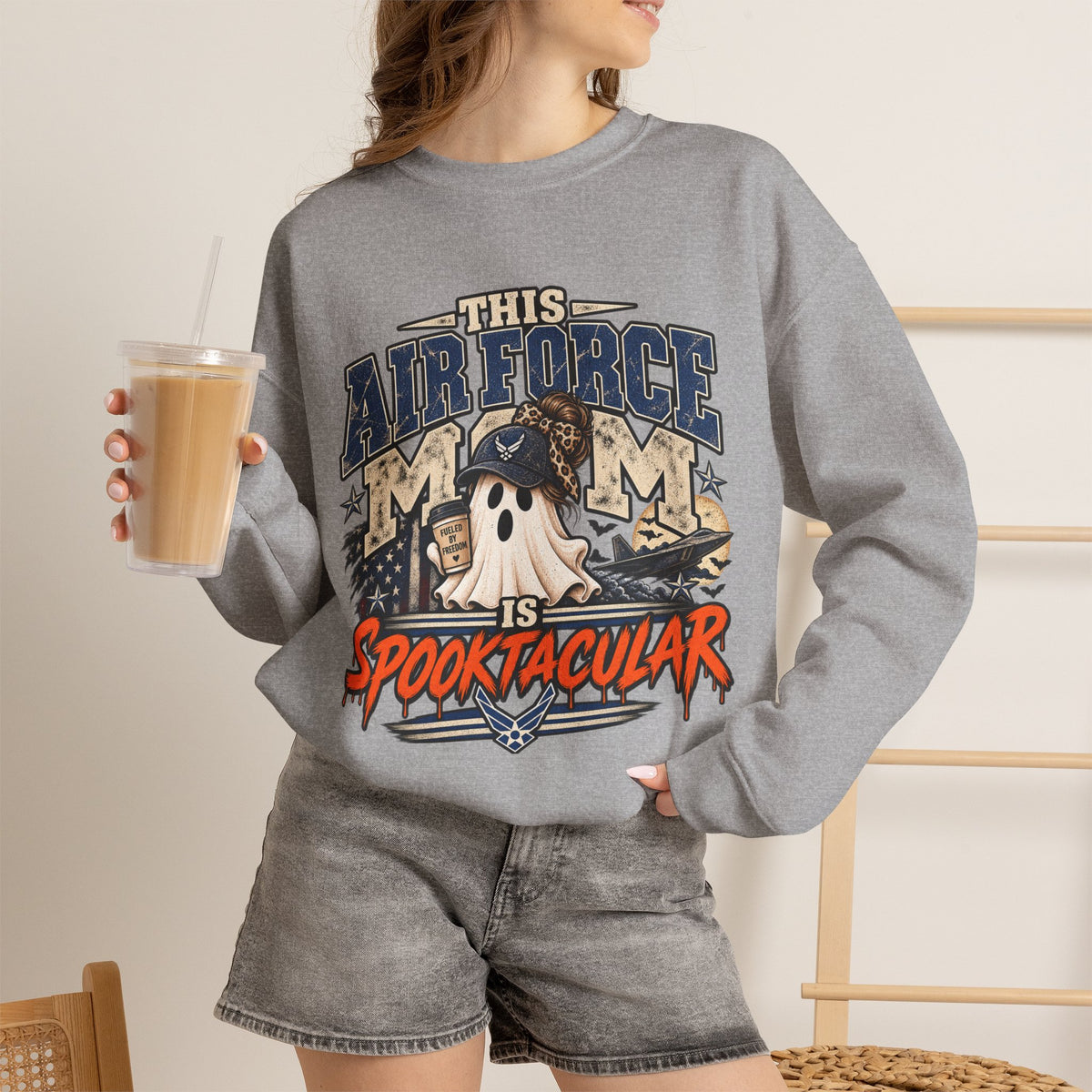 This Air Force Mom Is Spooktacular Halloween Crewneck Sweatshirt