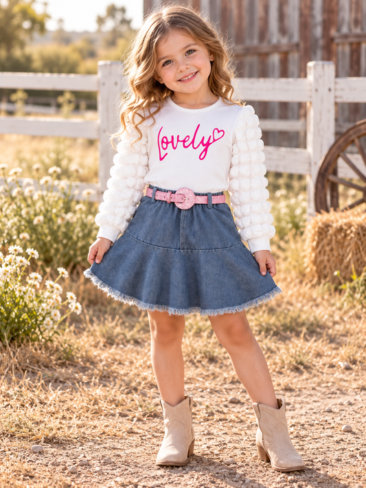 Little Lovely Denim Skirt Set