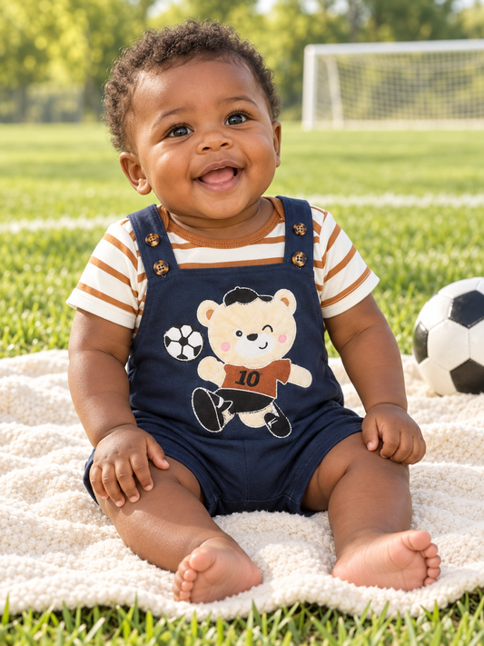 Little Kickoff Bear Bodysuit & Overalls Set