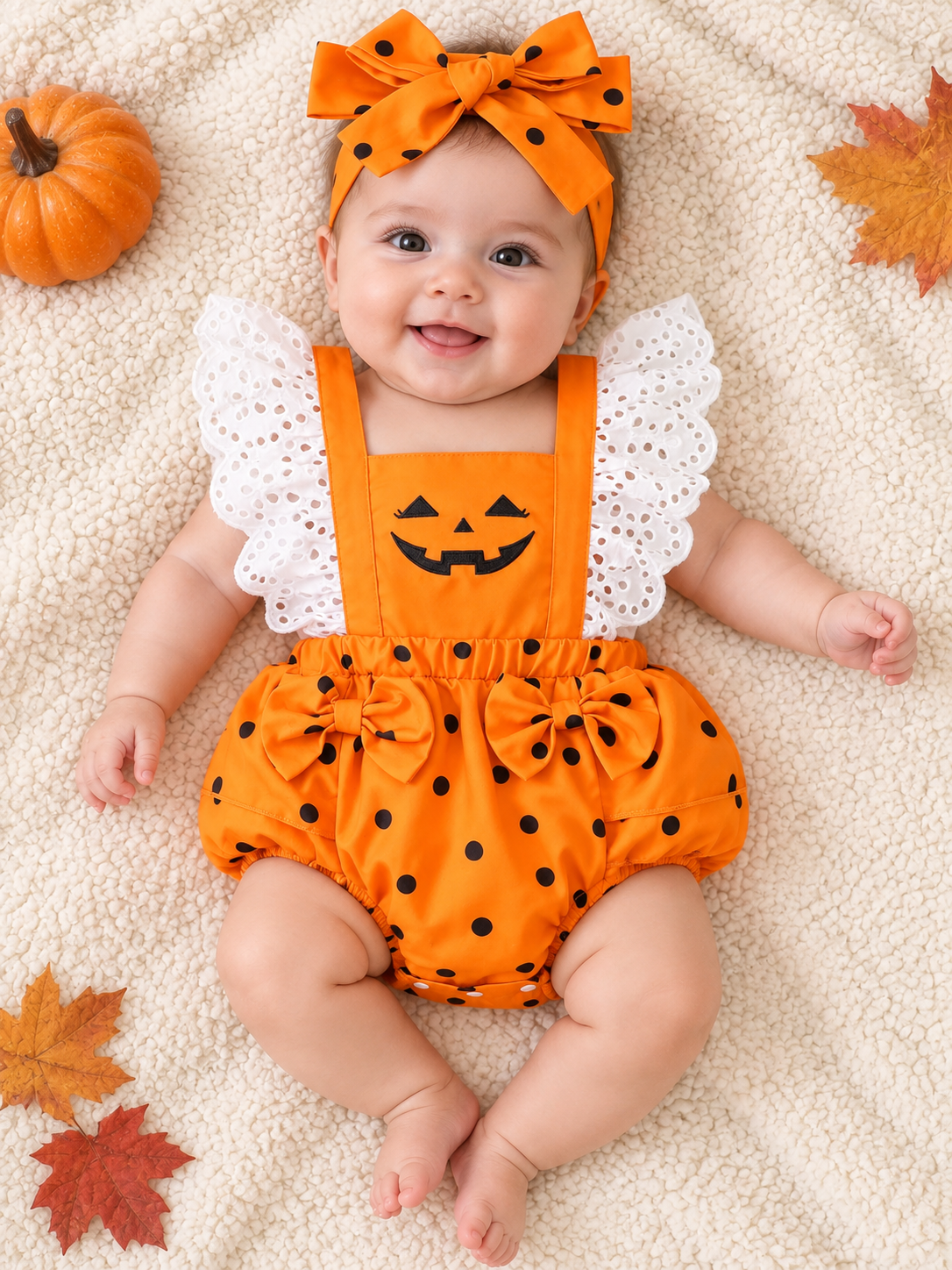 Little Pumpkin Polka Dot Bodysuit & Headband Set