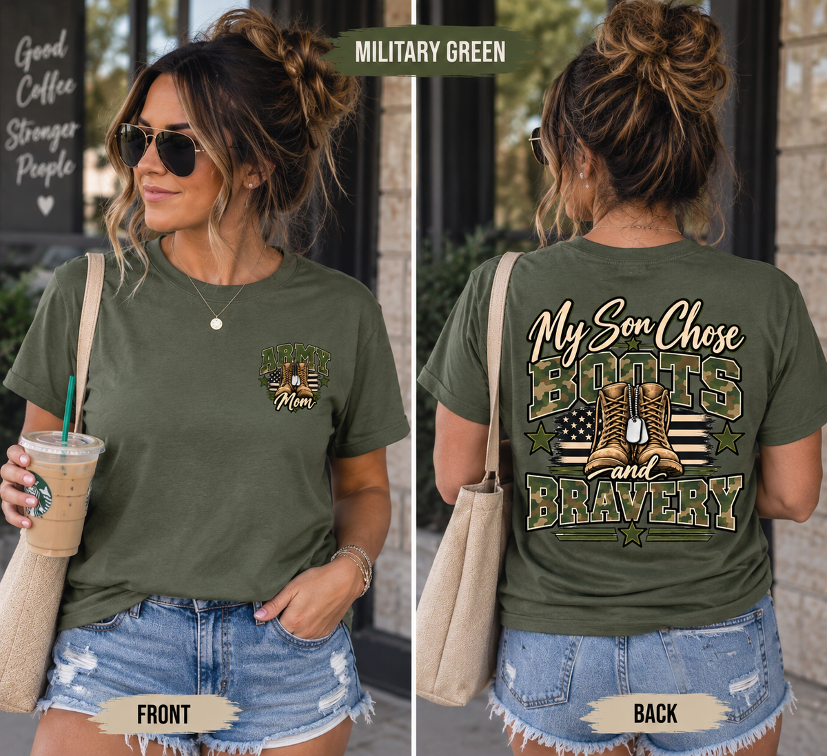 My Son Chose Boots & Bravery – Army Mom T-Shirt