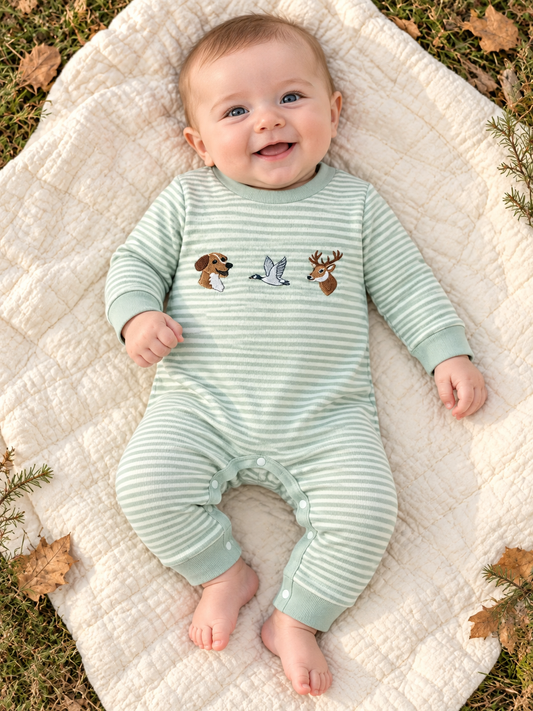 Little Woodland Friends Striped Jumpsuit