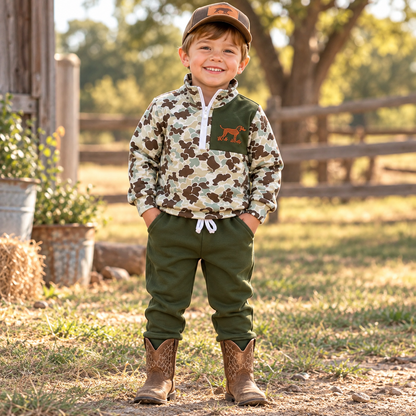 Little Outdoorsman Camo Quarter-Zip Jogger Set