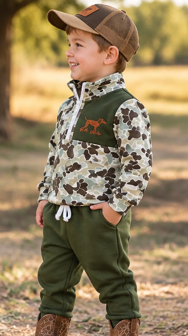 Little Outdoorsman Camo Quarter-Zip Jogger Set