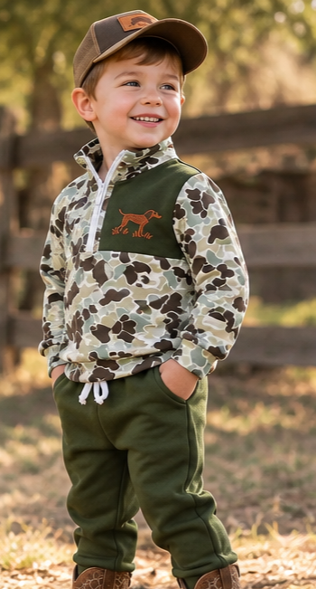 Little Outdoorsman Camo Quarter-Zip Jogger Set