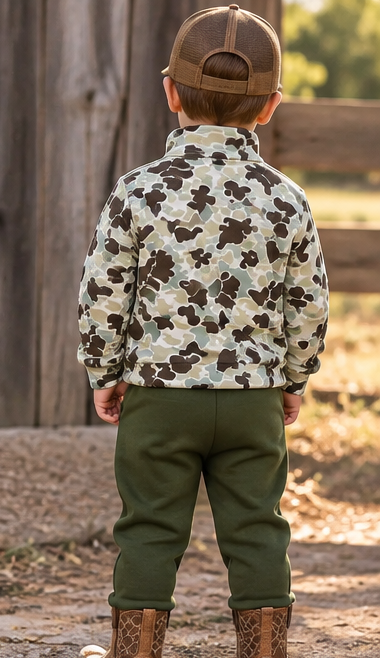 Little Outdoorsman Camo Quarter-Zip Jogger Set