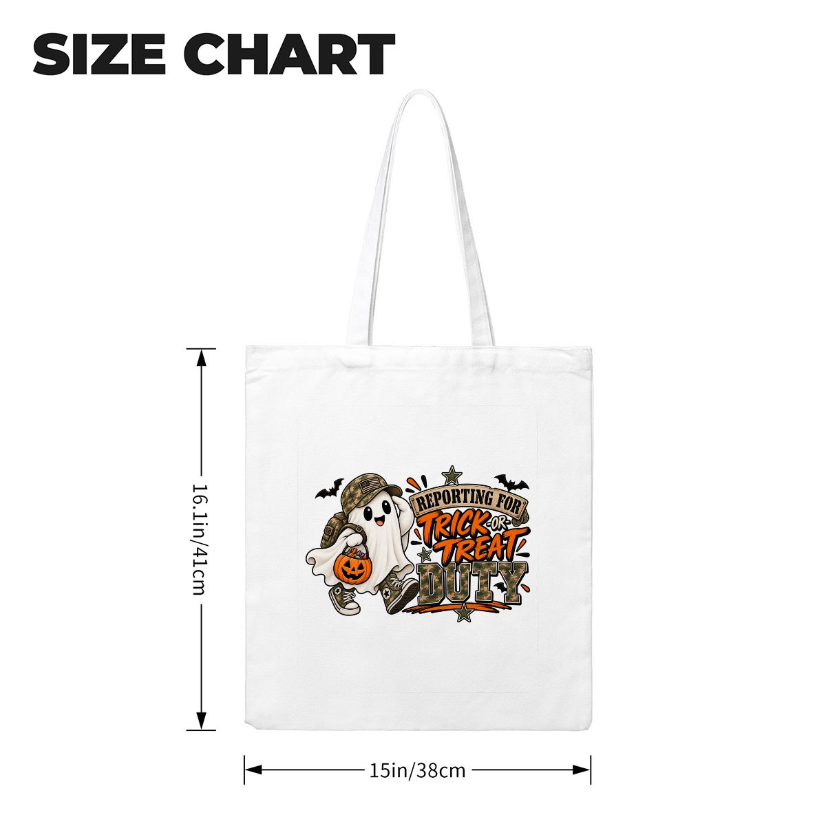 Reporting for Trick-or-Treat Duty Little Boy's Halloween Canvas Tote