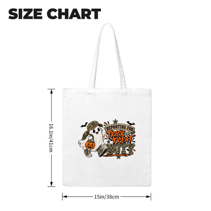 Reporting for Trick-or-Treat Duty Little Boy's Halloween Canvas Tote