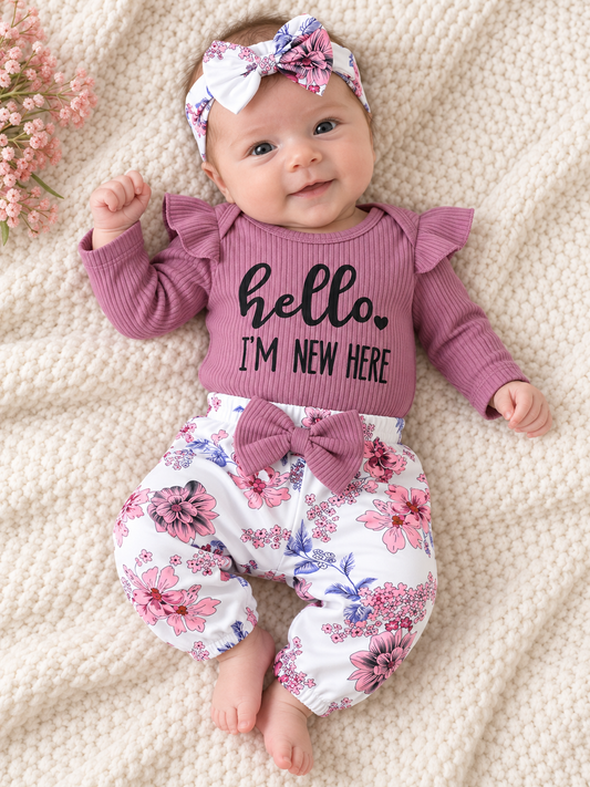 I’m New Here Ribbed Newborn 4-Piece Set